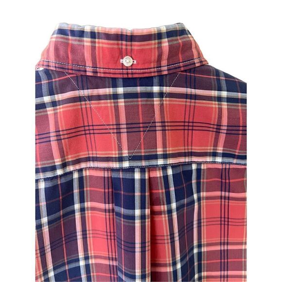 Tommy Hilfiger Mens Short Sleeve Button Down College Poplin Shirt Red Plaid SZ S - Picture 8 of 10